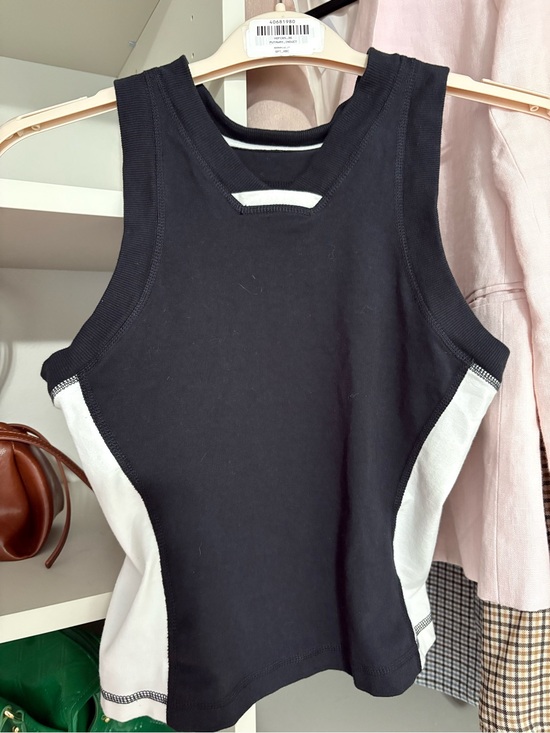 FP Movement by Free People Tops - FP Movement by Free People Black Tank with White Side Panels
